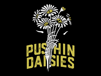 Pushin Daisies Design illustrator skeleton t shirt design