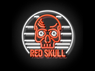 Neon Red Skull fan art illustrator red skull skull
