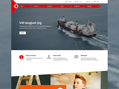 Vodafone : Website design iceland menu mobile red responsive telephone vodafone web website