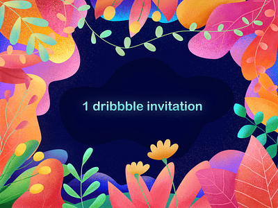 1_Dribbble_Invitation blue coloful design flowers illustration invitation invite plants