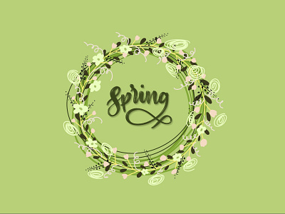 spring branding calligraphy design dribbble experiment flora floral green illustration lettering logo procreate vector