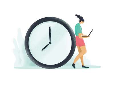 Time Management character color dribbble girl illustration inspiration invision management minimal modern procreate time ui