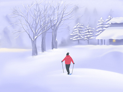 The White color design dribbble illustration landingpage minimal procreate snow space