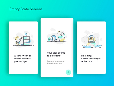 Empty State Screens app branding design flat icon icon set illustration minimal ui ux vector web
