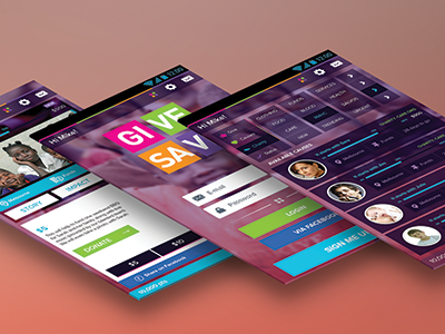 Give & Save App android app buttons glossy icons ios screen uxui