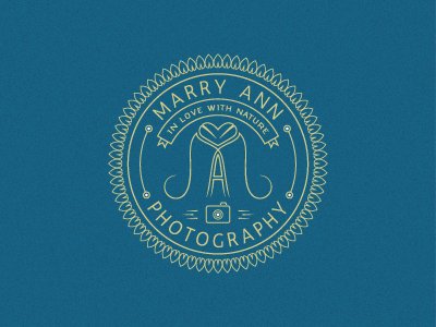 MA Photography Logo ver. 2.0 badge blue heart letterform love minimal monogram nature photography retro typography yellow