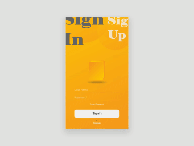 SignIn/Up switching animation animation gif interaction design motion graphics signin signup ui ux