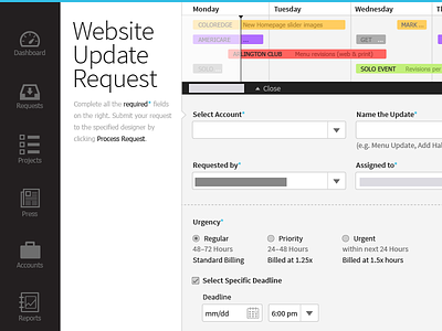 Backend System Redesign dashboard design form schedule simple ui