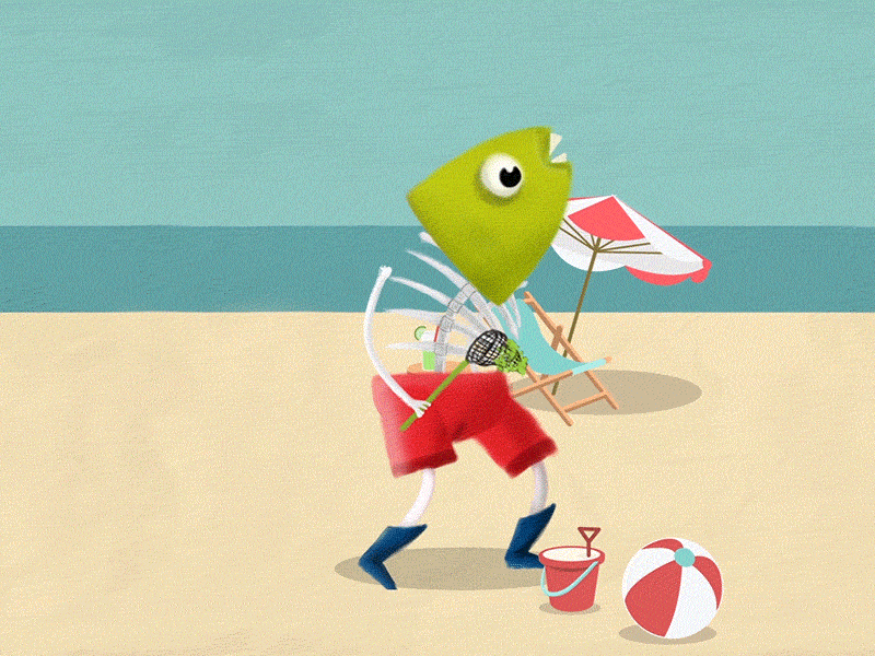 Edu, The Fish 2d after animation art beach character concept effects illustration motion graphics
