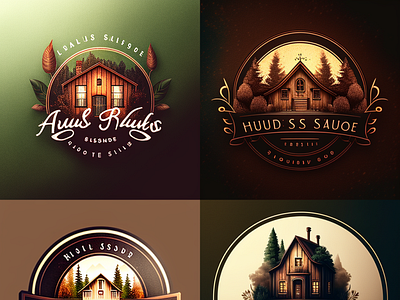 Logos with a house in the woods digital art