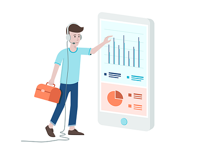 Support character customer data guy illustration mobile remote support