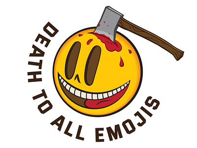 Death To All Emojis axe dark death emoji head illustration logo skeleton smiley