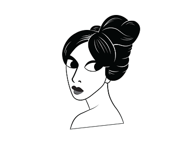 Classy Girl black and white character design drawing fashion girl hair illustration line vector