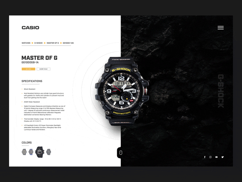 G-Shock Watch Showcase Concept after effects aftereffects animation casio concept g-shock showcase watch web web site