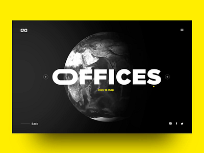 Office Locations Concept Screen 3d after effect animation black design globe graphic maps motion ui web yellow