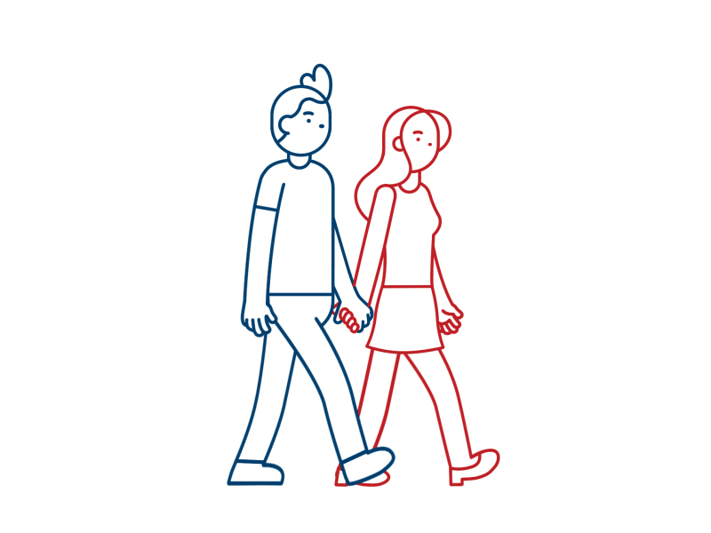 Me & Her animation character couple design lines walkcycle