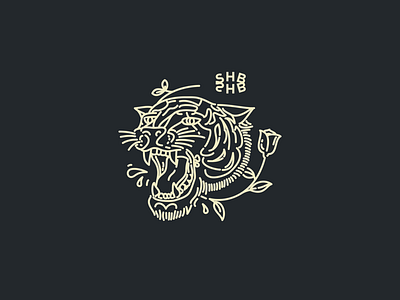 Brave & Beauty animal beauty flower icon illustration line lineart rose simple tiger