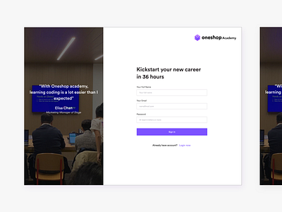 Sign up & Login academy call to action desktop login login form login page onboarding signup signupform ui web