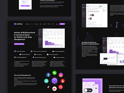 Oneshop E-commerce Panel Landing Page call to action dahsboard dark dark theme e commerce e commerce design landing landing page ui web