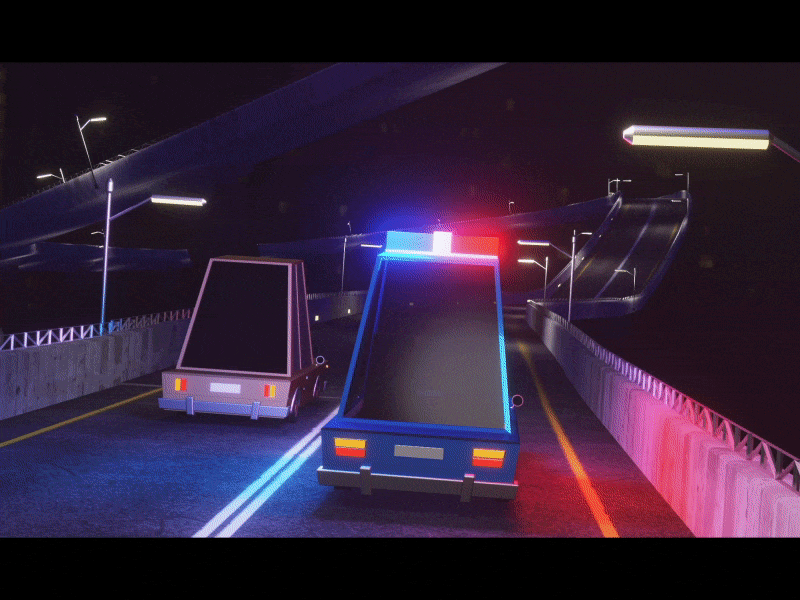 The Chase 3d animation blender3d car chase lowpoly motion police car