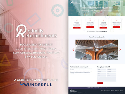 Redmills Refurbishments Final final design logo design red theme shot website design website project wip