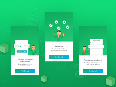 Onboarding Screen green insurance loan onboarding ui ux