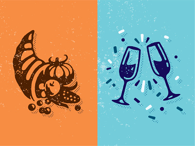 Holiday Icons icons illustration new years retro textured thanksgiving