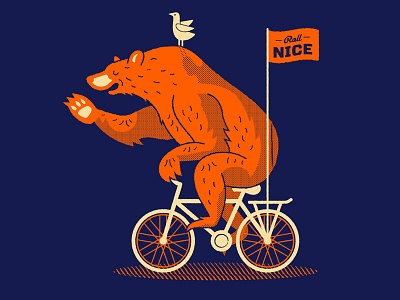 Roll Nice Bear bear cycling illustration wave