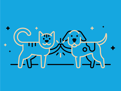 When Dogs and Cats Get Along icons illustrator