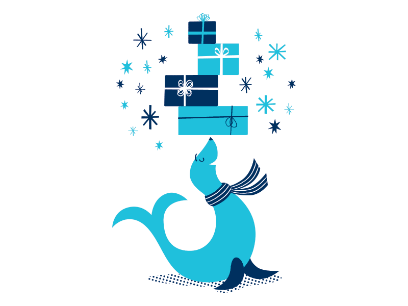 Seal And Presents christmas holidays illustration