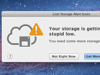 Mac OS Storage Prompt@2x PSD @2x icon warning prompt cloud storage floppy disc