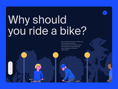 Why Should You Ride a Bike: Hero Section animation bicycle bike design graphic illustration interface typography ui ux web