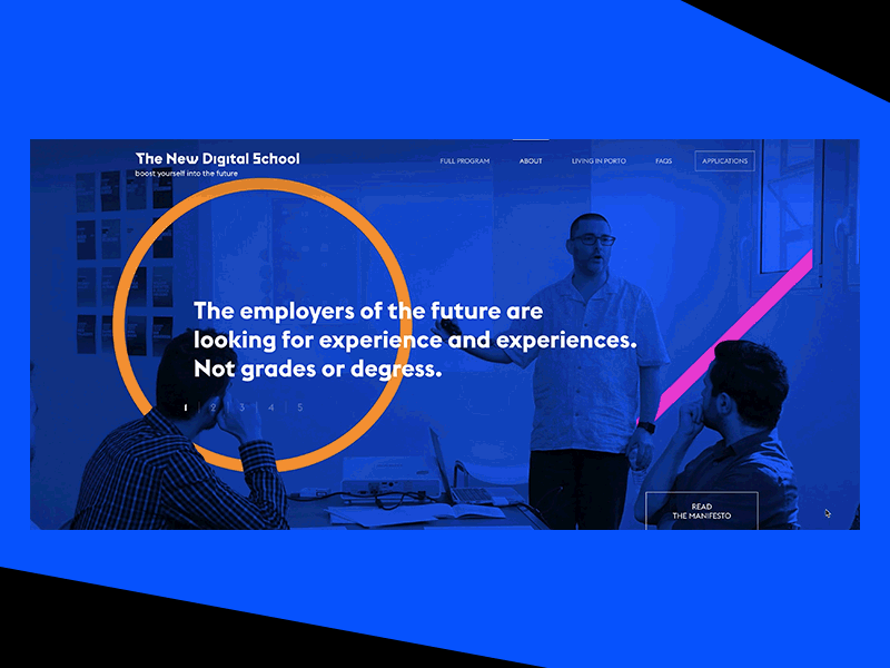 The New Digital School - Slideshow animation duotone interface slideshow typography ui ux web