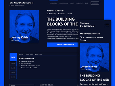 The New Digital School - Masterclass Page component detail digital interface responsive the new digital school typography ui ux web