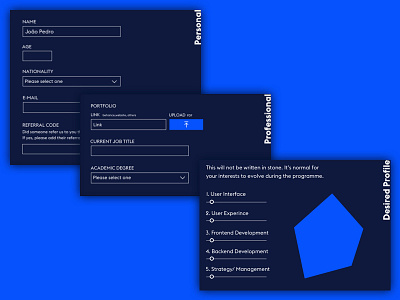 The New Digital School v.2 - Application Form Details application component digital form interface loop the new digital school typography ui ux web