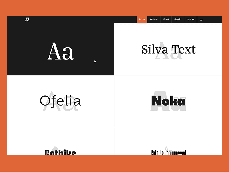 Blackletra Website - Font Catalogue Scroll animation foundry header layers responsive typography web