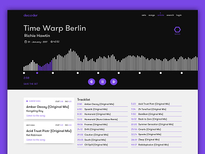 Decoder - Player dj electronic flat interface music player purple techno typography