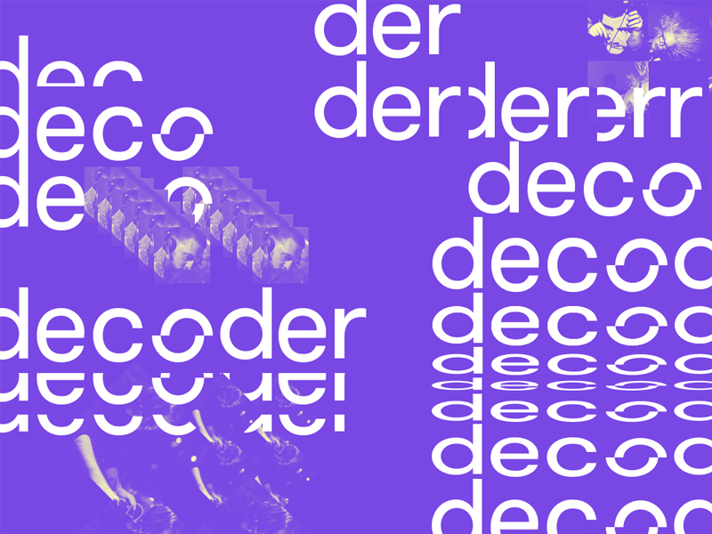 Decoder animation dj electronic flat glitch interface mobile music purple responsive techno typography