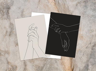 Line hands art. abstract art card contour design drawing hand illustration line minimalist oneline print