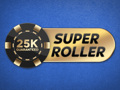 Super Roller Logo 25k black blue chip felt gold poker