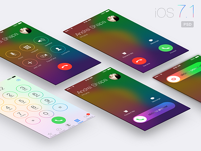 iOS 7.1 Main changes PSD 7.1 blur call clean colourful design dialler ios iphone phone psd slider