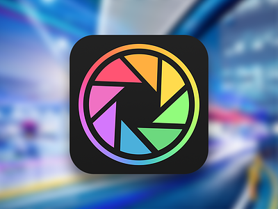 "Camera Pro" app Icon application camera colorful dark icon ios ipad iphone photo