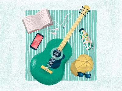 Self-Care Routine book bottle cap entertainment green guitar headphone illustration illustrator keepyourselfbusy leisure music phone photoshopbrush podcast reading selfcare sunglasses takecare texture