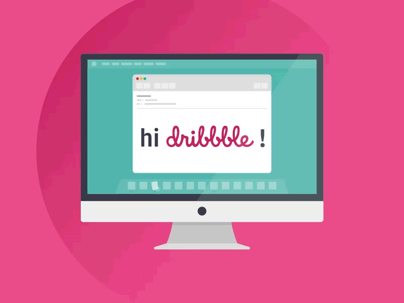Hi Dribbble ! animation computer dribbble envelope flat design illustration mail mobile motion design phone