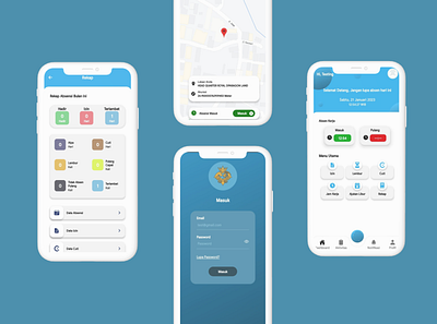 Absensi Mobile App absen absence attendance dashboard login maps mobile ui ux