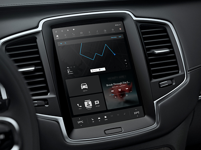 'Virtual dashboard' : Car UI app branding car car cockpit car dashboard car ui cockpit dashboard design graphic design music phone radio sat nav speak ui ux vehicle visual design