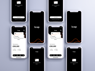 'Leap' : Banking App account app bank banking banking app branding challenger bank design finance graphic design logo minimal money phone typography ui ux visual design