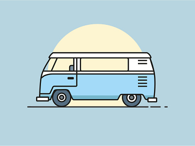 Campervan campervan car design illustration sunset van