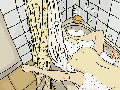 Take over the bathroom bathroom digital art illustration love lovers loving nude