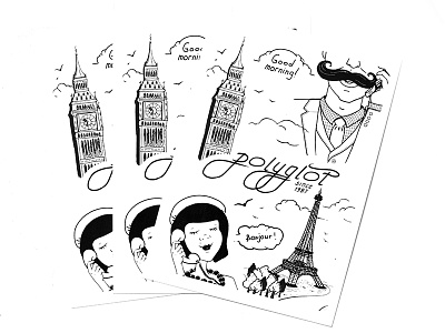 Postcards with lovers illustration london love lovers paris postcard